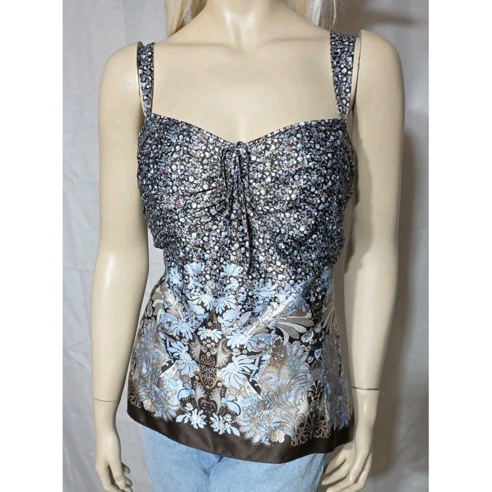 Ann Taylor Women's 18 y2k Babydoll top cami Floral Brown whimsigoth fairy